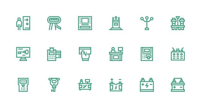 terminal diseño íconos presentando 18 en fuerte carrera línea estilo versátil icono colección para diseñadores vector