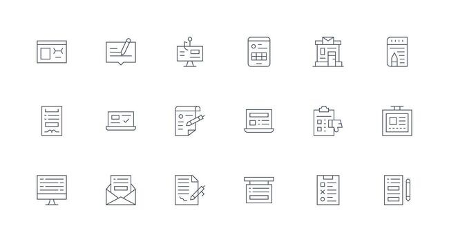 Minimal Line Icons from Online Form Set with 18 Vectors Multi-Purpose Icon Pack for Templates