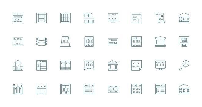 32 Delgado línea diseños para columnas íconos aplicación icono paquete vector