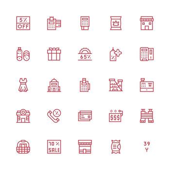 Retail Visual Pack containing 25 Medium Stroke Outline Icons User Interface Icons for Digital Products vector