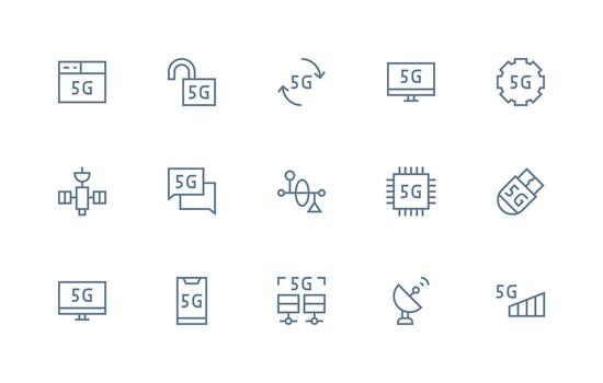 15 Regular Line Style Icons from Telecommunication Collection Clean Icon Collection for Web Use vector