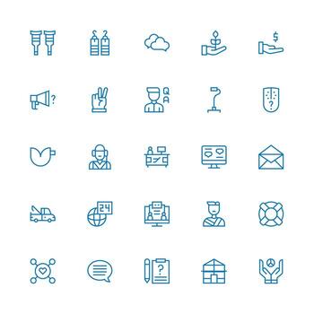 apoyo icono colección con 25 medio carrera contorno diseños agudo íconos para presentaciones vector