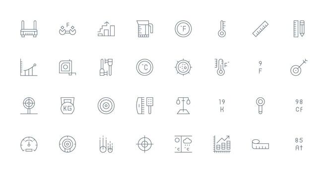 Thin Line Icons from Metric Set with 32 Vectors Icon Pack