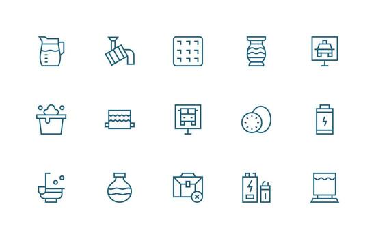 Regular Line Style Full Icons with 15 Vectors Modern Icon Set
