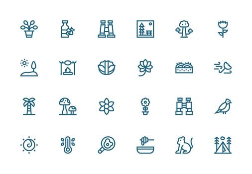 24 Thick Line Line Style Icons from Nature Collection Neatly Designed Icons for Web Platforms vector