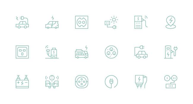 Minimal Line Icons from Charging Station Set with 18 Vectors Web and App Icon Pack Collection