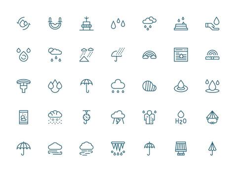 lluvia diseño íconos presentando 35 en regular limpiar línea estilo alta resolución íconos para ninguna plataforma vector