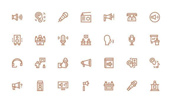 Speaker Icon Set with 28 Bold Line Graphics Standard Icon Pack vector