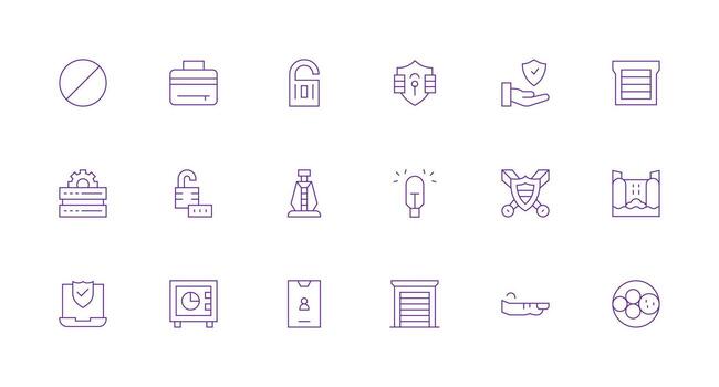 18 Minimal Line Style Icons from Security Collection Fully Editable Icon Set for Web vector