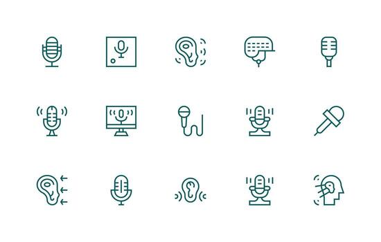 15 Icons for Audio Input in Regular Line Format Digital Icon Collection vector