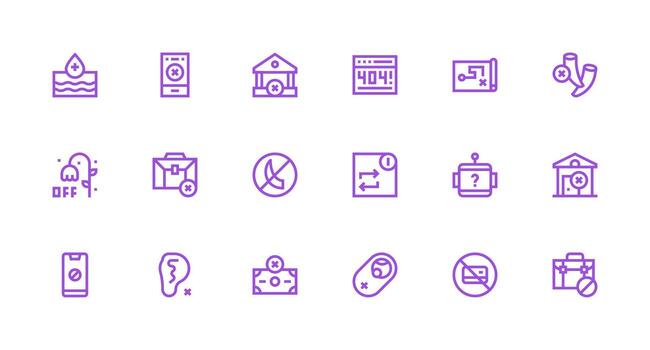 Strong Stroke Line Style Unavailable Icons with 18 Vectors Neutral Style Icons for Any Project