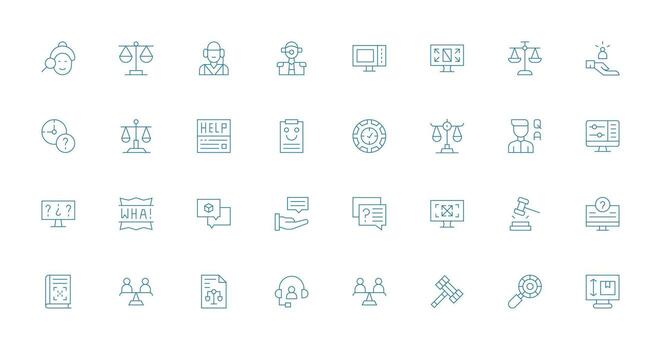 32 Thin Line Icons for Resolution Graphics Design Ready Icon Set for Teams vector