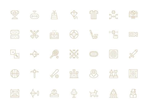 Game Icon Collection with 35 Light Line Designs Essential Icons for Rapid UI Building vector