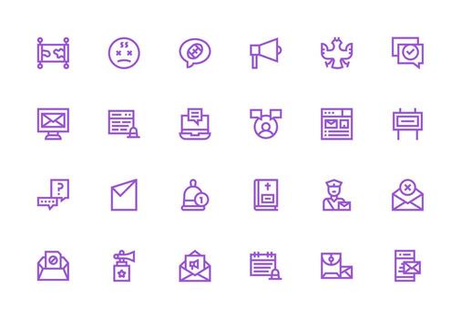 Message Icon Collection with 24 Thick Line Line Designs Full Icon Library for UI Designers vector