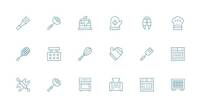 Minimal Line Style Bake Icons with 18 Vectors Interface Icons for Daily Use