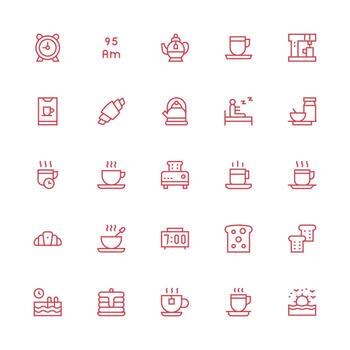 25 Medium Stroke Outline Icons for Morning Graphics Clean Icon Collection for Web Use vector