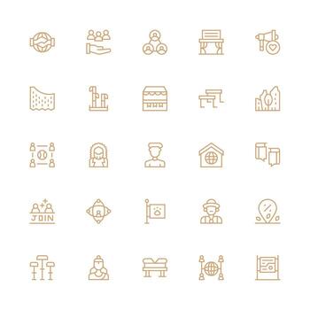 Community featuring 25 Icons in Medium Stroke Outline Design Display Icon Pack vector