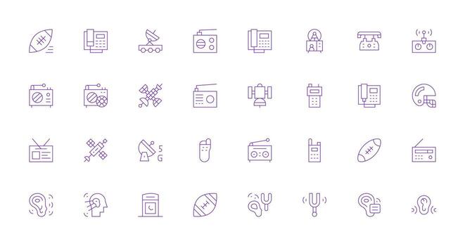 32 íconos para receptor en Delgado línea formato interfaz icono colección vector