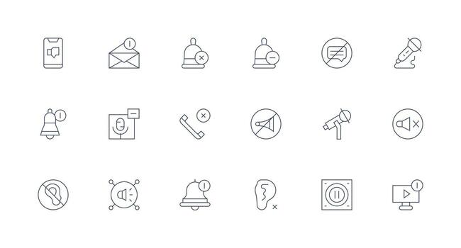 Mute featuring 18 Icons in Minimal Line Design Optimized Icon Pack for Digital Products vector