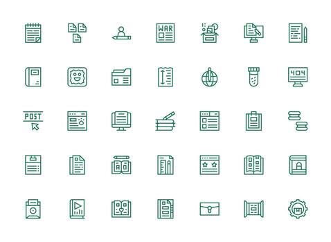 Content featuring 35 Icons in Regular Clean Line Design Scalable Icons for All Themes vector