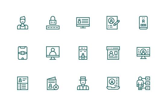 Personal Data featuring 15 Icons in Regular Line Design Universal Icon Pack vector