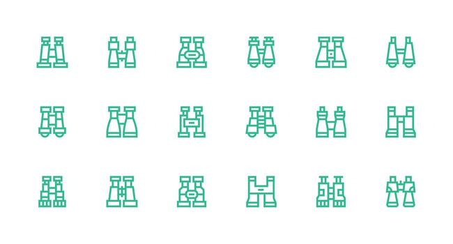 18 Icons for Spotting Scope in Strong Stroke Line Format Web and App Icon Pack Collection vector