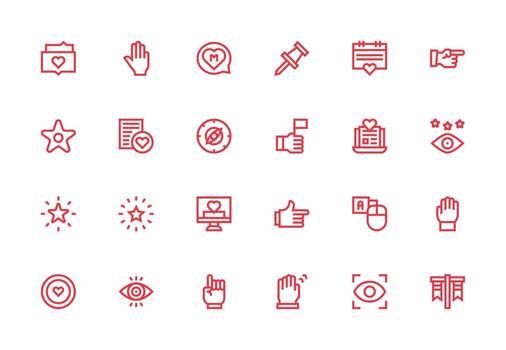 Highlight Set with 24 Thick Line Line Icons Minimal Icon Set for Interface Projects vector