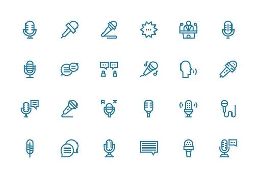 24 Icons for Commentary in Thick Line Line Format Multi-Purpose Icon Set vector