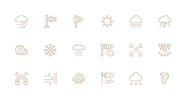 meteorológico icono conjunto con 18 mínimo línea gráficos inteligente icono colección vector