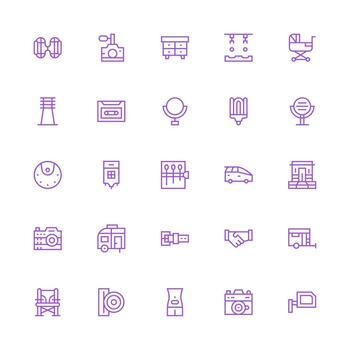 compacto icono colección con 25 medio carrera contorno diseños mínimo icono conjunto para interfaz proyectos vector