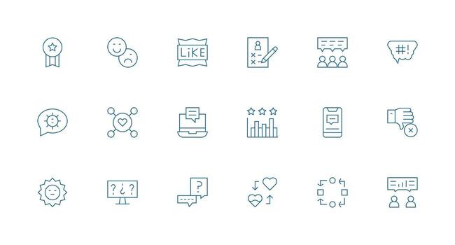 Feedback including 18 Minimal Line Illustrations Balanced Icon Set for Functional Design vector