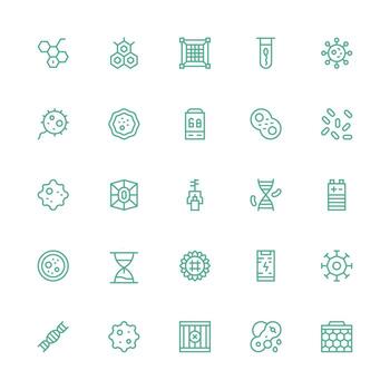Cell Icon Set with 25 Medium Stroke Outline Graphics UI Icon Set vector