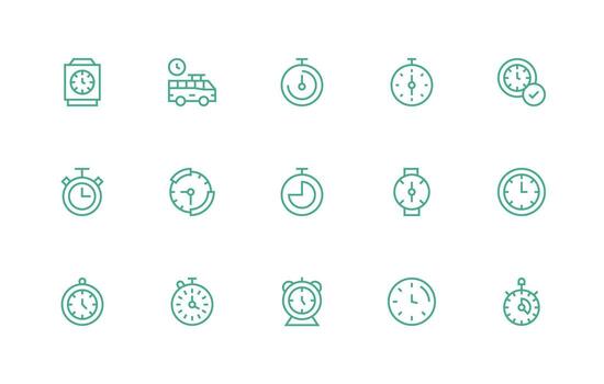 15 Icons for Punctuality in Regular Line Format Functional Icon Series vector