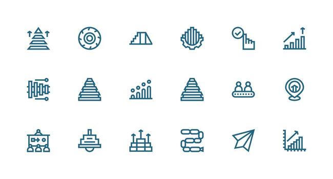 progresión incluso 18 fuerte carrera línea ilustraciones completar icono conjunto para móvil aplicaciones vector