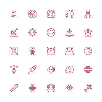 25 Medium Stroke Outline Icons for Space Graphics Scalable Icons for Cross-Platform Interfaces vector