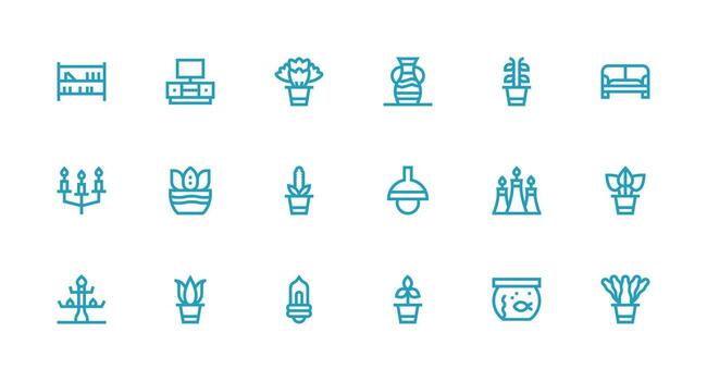 fuerte carrera línea íconos desde hogar decoración conjunto con 18 vectores rápido acceso íconos para ui desarrollo