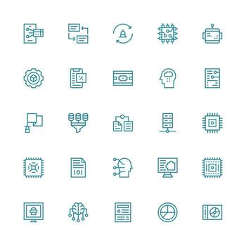 datos Procesando visual paquete conteniendo 25 medio carrera contorno íconos funcional icono serie vector