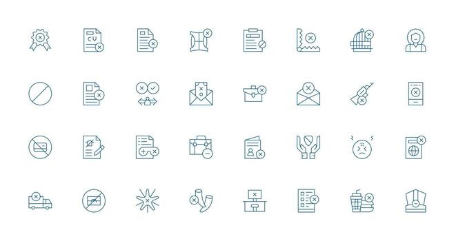 Denied Icon Set with 32 Thin Line Graphics Pixel Perfect Icon Set vector