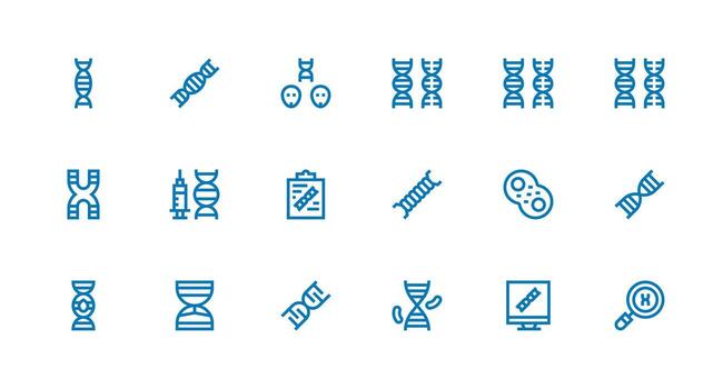 Strong Stroke Line Style Chromosome Icons with 18 Vectors Simple Icons for Interface and Wireframes