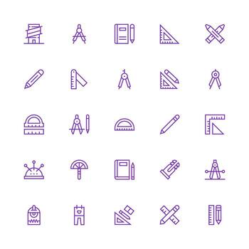 Medium Stroke Outline Icons from Drafting Set with 25 Vectors Complete Icon Set for Mobile Apps