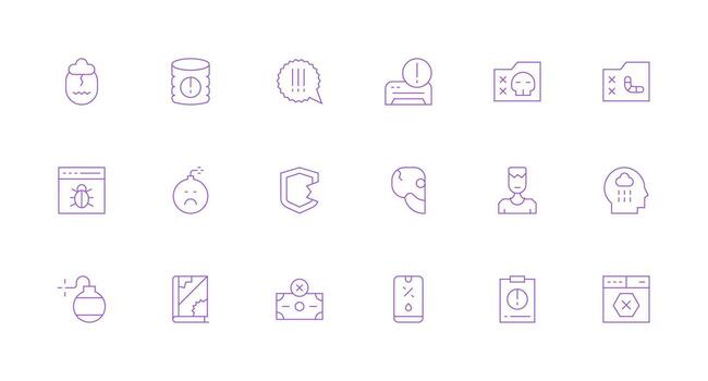 sistema error diseño íconos presentando 18 en mínimo línea estilo simplificado icono paquete para visual herramientas vector