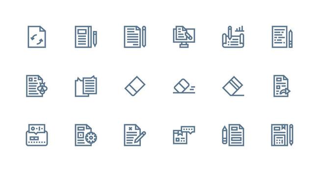Revision Design Icons featuring 18 in Strong Stroke Line Style Lightweight Icon Series for Fast Prototypes vector
