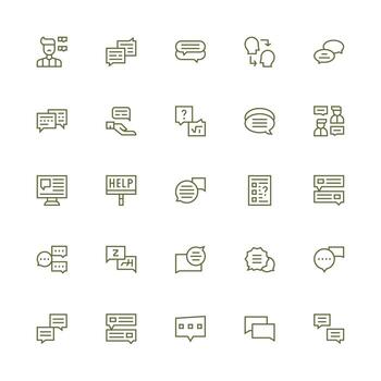 25 apoyo boleto íconos en medio carrera contorno estético mínimo icono conjunto para interfaz proyectos vector