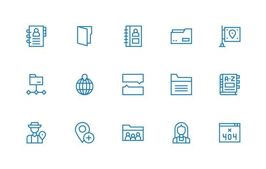 15 Regular Line Designs for Directory Icons Web and App Icon Pack Collection vector