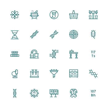 25 Medium Stroke Outline Style Icons from Laboratory Collection Simple Icons for Interface and Wireframes vector