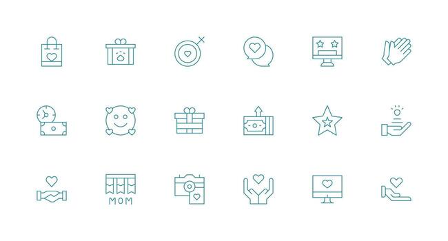 18 Minimal Line Style Icons from Appreciation Collection Interface Icons for Daily Use vector