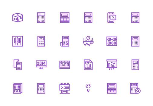 Numbers Icon Set with 24 Thick Line Line Graphics High-Resolution Icons for Any Platform vector