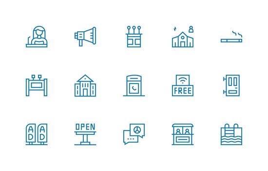 Public Set with 15 Regular Line Icons Scalable Icons for Cross-Platform Interfaces vector