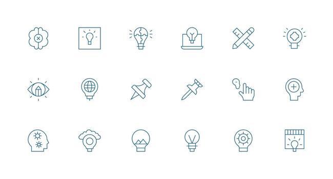 18 Idea Icons in Minimal Line Aesthetic Sharp Icons for Presentations vector