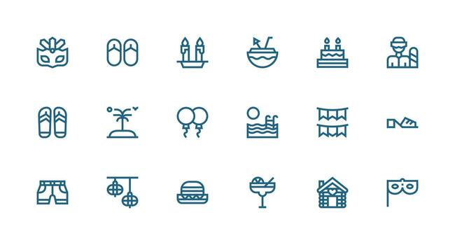 18 Strong Stroke Line Style Icons from Holiday Collection Flexible Icon System for Web Interfaces vector